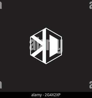 KD K D DK Logo Monogramm-Sechseck mit schwarzem Hintergrund und negativem Leerzeichen Stock Vektor