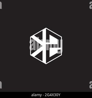 KZ K Z ZK Logo Monogramm Sechseck mit schwarzem Hintergrund negativen Raum Stil Stock Vektor
