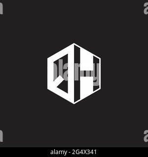 QH Q H HQ Monogramm-Sechseck mit schwarzem Hintergrund und negativem Leerzeichen Stock Vektor