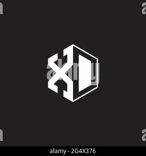 XD X D DX Logo-Monogramm-Sechseck mit schwarzem Hintergrund und negativem Leerzeichen Stock Vektor