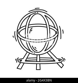 Spielplatz Kinder Globus, spielen, Kinder, Kindergarten. Handgezeichnete Icon-Set, Umriss schwarz, Doodle-Symbol, Vektor-Symbol-Design. Stock Vektor