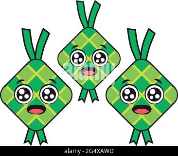 Ketupat Vektor Illustration Charakter. Mouslem Kultur. Stock Vektor