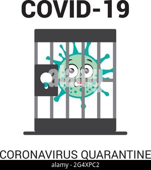 Corona Virus Cartoon-Charaktere, die in Gefangenschaft Isolation sind. vektor-Illustration Stock Vektor