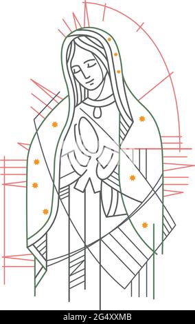 Digitale Illustration oder Zeichnung unserer Lieben Frau von Guadalupe Stock Vektor