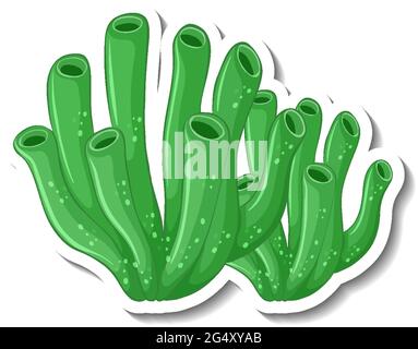 Eine Stickervorlage mit isolierter Abbildung des Korallenmeeres Stock Vektor