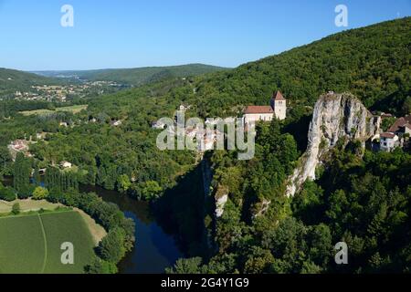 SAINT-CIRQ-LAPOPIE, REGIONALER NATURPARK CAUSSES DU QUERCY, LOT (46) Stockfoto