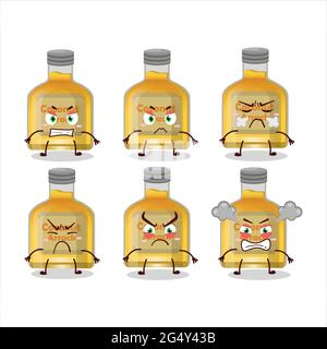 Coconut Arrack Zeichentrickfigur mit verschiedenen wütenden Ausdrücken. Vektorgrafik Stock Vektor