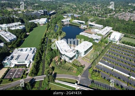 Eine Luftaufnahme des Nike World Headquarters, Mittwoch, 23. Juni 2021, in Beaverton, Ore. Stockfoto