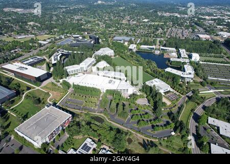 Eine Luftaufnahme des Nike World Headquarters, Mittwoch, 23. Juni 2021, in Beaverton, Ore. Stockfoto