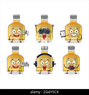 Coconut Arrack Cartoon Charakter spielen Spiele mit verschiedenen niedlichen Emoticons. Vektorgrafik Stock Vektor