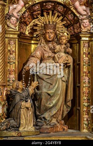 Barocke Altarbilder in der Kirche Santa Fe de Valldeperes (Navàs, Barcelona, Katalonien, Spanien) ESP: Retablos barrocos de Santa Fe de Valldeperes Stockfoto