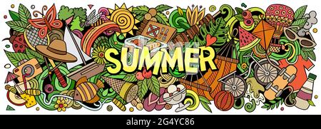 Sommer handgezeichnete Cartoon Doodle Illustration. Stock Vektor