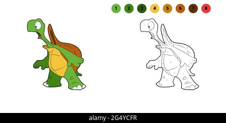 Bild für Kinder. Zeichentrickfigur. Überraschte Schildkröte. Isoliert auf weißem Hintergrund. Tiermotiv. Vektorgrafik. Stock Vektor