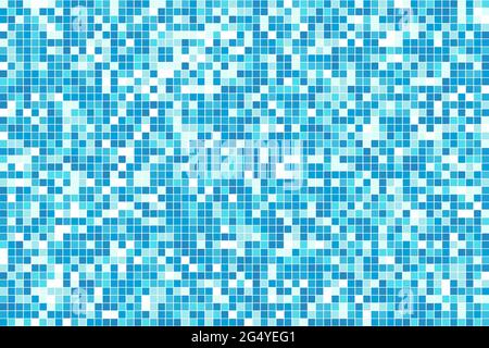 Abstrakt blau cyan Winter Mosaik Hintergrund. Aqua-blaue quadratische Fliesen. Pixelsauberer Hintergrund. Vektor Stock Vektor
