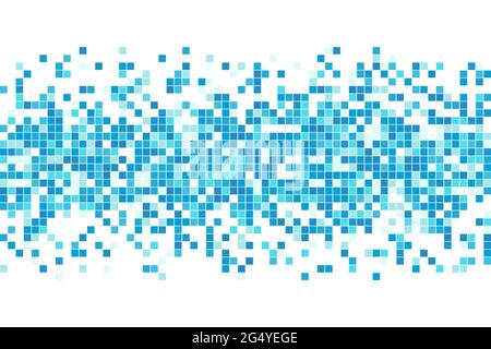 Abstrakt blau cyan Winter Mosaik Hintergrund. Aqua-blaue quadratische Fliesen. Pixelbereinigtes Hintergrundbild mit Kopierbereich. Vektor Stock Vektor
