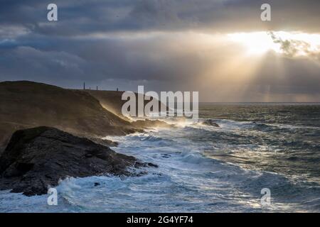 Pendeen; Blick entlang der Küste; Cornwall; Großbritannien Stockfoto