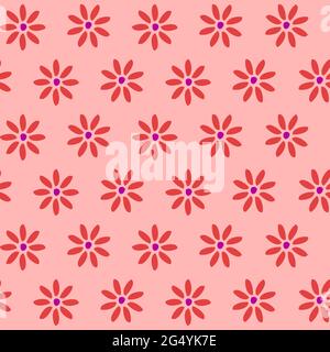Nahtloses Muster mit floralen Motiven in 3 Farben. Rosa Hintergrund. Stockfoto