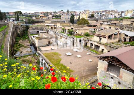 Die Ausgrabungsstätten der antiken Stadt Herculaneum, Kampanien, Italien Stockfoto