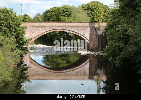 Brücke über den Fluss Swale, Yorkshire, Großbritannien Stockfoto