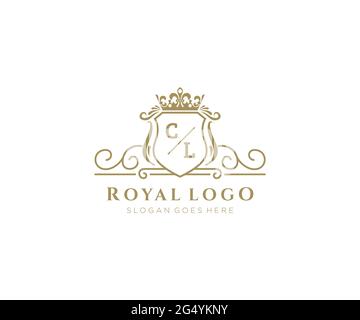 CL Letter Luxurious Brand Logo Template, für Restaurant, Royalty, Boutique, Cafe, Hotel, Wappentisch, Schmuck, Mode und andere Vektorgrafik. Stock Vektor