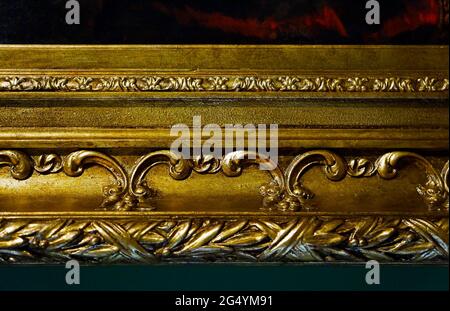 Goldener Holzrahmen des Gemäldes (Detail), Rio de Janeiro Stockfoto