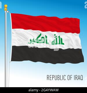 Offizielle Nationalflagge des Irak, asiatisches Land, Vektorgrafik Stock Vektor