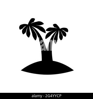 Tropische Palmen, schwarze Silhouetten und Umrisse auf weißem Hintergrund.Palme Tropenbaum Symbol schwarze Silhouette Stock Vektor