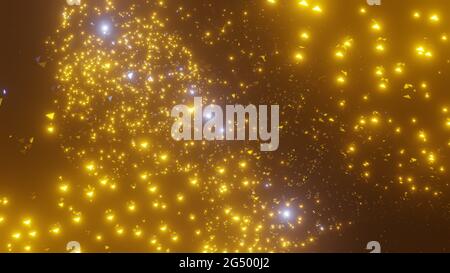 Abstrakte digitale Partikelwelle und heller abstrakter Hintergrund. Hohe Qualität. Abstrakt glühenden Wirbel von Partikeln Hintergrund. Galaxy Hintergrund mit Stockfoto