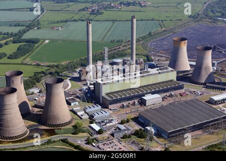 Luftaufnahme des West Burton-Kraftwerks In der Nähe von Retford, einem Kohlekraftwerk, das im September 2022 geschlossen werden soll Stockfoto