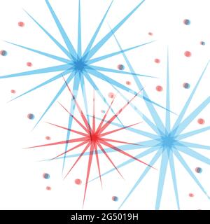Amerikanisches Feuerwerk. Alles gute 4 Juli. Vektorgrafik, flaches Design Stock Vektor