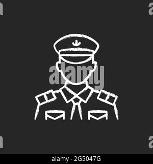 Männlicher Chief Officer Kreide weißes Symbol auf dunklem Hintergrund Stock Vektor