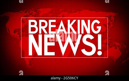 Breaking News Konzept, Weltkarte im Hintergrund - 3D-Illustration Stockfoto