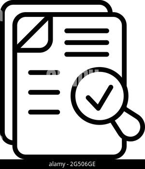 Symbol für die Suche nach regulierten Produkten. Skizzieren Sie das Such-Vektor-Symbol für regulierte Produkte für Webdesign auf weißem Hintergrund Stock Vektor