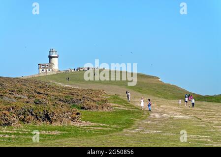 Der alte Belle Tout Leuchtturm auf der Spitze der Klippen in der Nähe von Beachy Head, Eastbourne East Sussex England Stockfoto