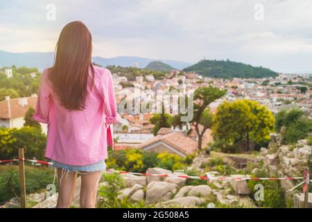 Schöne Aussicht auf Touristen in Plovdiv europäische Kulturhauptstadt Stockfoto