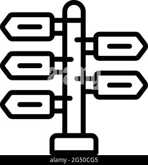 Symbol für die Richtungssäule des Campingplatzes. Skizzieren Sie das Pfeiler-Vektor-Symbol des Campingplatzes für Webdesign auf weißem Hintergrund Stock Vektor