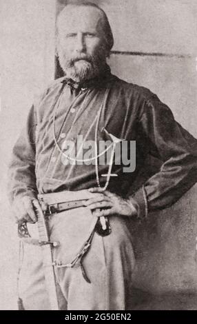 Vintage-Foto von Giuseppe Garibaldi. Giuseppe Maria Garibaldi (1807 – 1882) war ein italienischer General, Patriot und Republikaner. Er trug zum Ital bei Stockfoto