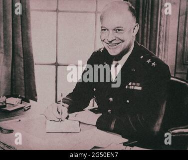 Retro-Foto von US-Präsident Dwight Ike D. Eisenhower Stockfoto