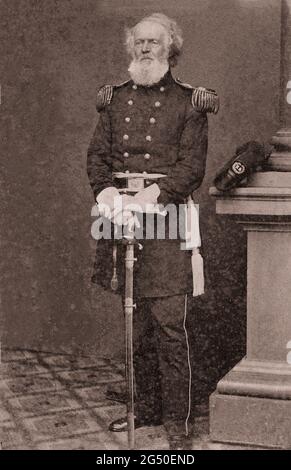 Vintage-Foto von Union General Joseph K.F. Mansfield. Joseph King Fenno Mansfield (1803 – 1862) war ein Offizier der US-Armee und ziviler Enginee Stockfoto