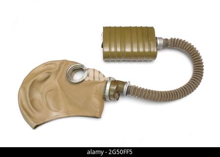 Zeitraum des Zweiten Weltkriegs. Gasmaske der sowjetischen Armee BS MT-4 mit Maske SHM-1, UdSSR, Rote Armee. 1941 Stockfoto