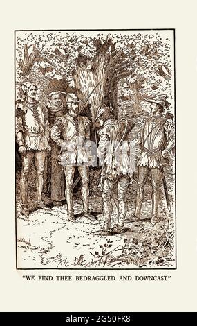 Der mutige Robin Hood und seine Outlaw-Band. Buchillustration von Louis Rhead. 1912 Stockfoto