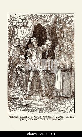 Der mutige Robin Hood und seine Outlaw-Band. Buchillustration von Louis Rhead. 1912 Stockfoto