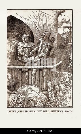 Der mutige Robin Hood und seine Outlaw-Band. Buchillustration von Louis Rhead. 1912 Stockfoto