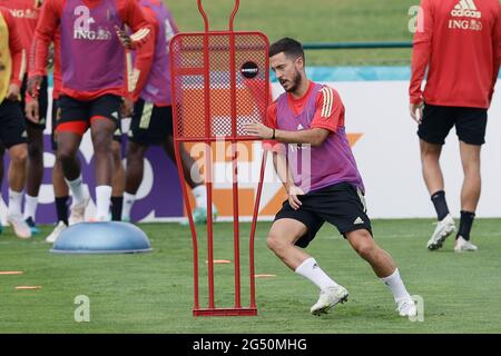 Belgiens Eden Hazard, abgebildet während einer Trainingseinheit der belgischen Fußballnationalmannschaft Red Devils, in Tubize, Donnerstag, 24. Juni 2021. Das Team ist es Stockfoto