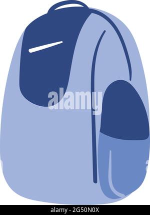 Blauer Rucksack ohne Logo auf weißem Hintergrund. Reisen Handgepäck für Sommerferien. Rucksack-Tasche für Reisen um die Welt. Stock Vektor