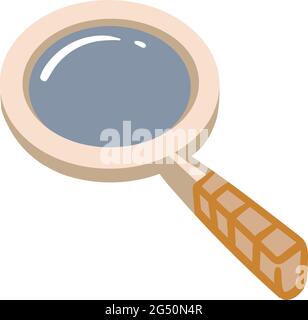Beigefarbenes Glas mit Vergrößerungsglas Art. Finden Sie auf Reisen geheime Orte und entdecken Sie neue Erlebnisse. Symbol „Suchen“. Stock Vektor