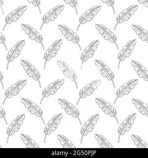 Von Hand gezeichnete, wiederholte botanische Elemente Hintergrund. Exotische Laub-Illustrationen für Hintergrund, Geschenkpapier, Stoff, Textil, Web, Tapeten, Spa- und Kosmetikprodukte Stock Vektor