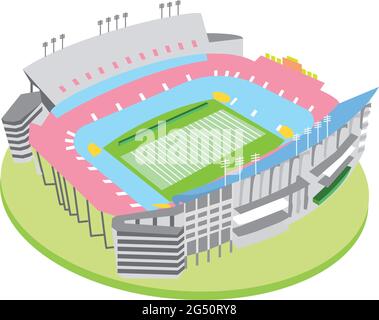 Isoliertes fußballstadion in 3d-Farben Stock Vektor