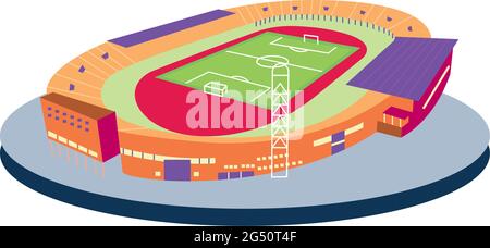 Isoliertes fußballstadion in 3d-Farben Stock Vektor