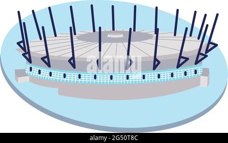 Isoliertes fußballstadion in 3d-Farben Stock Vektor
